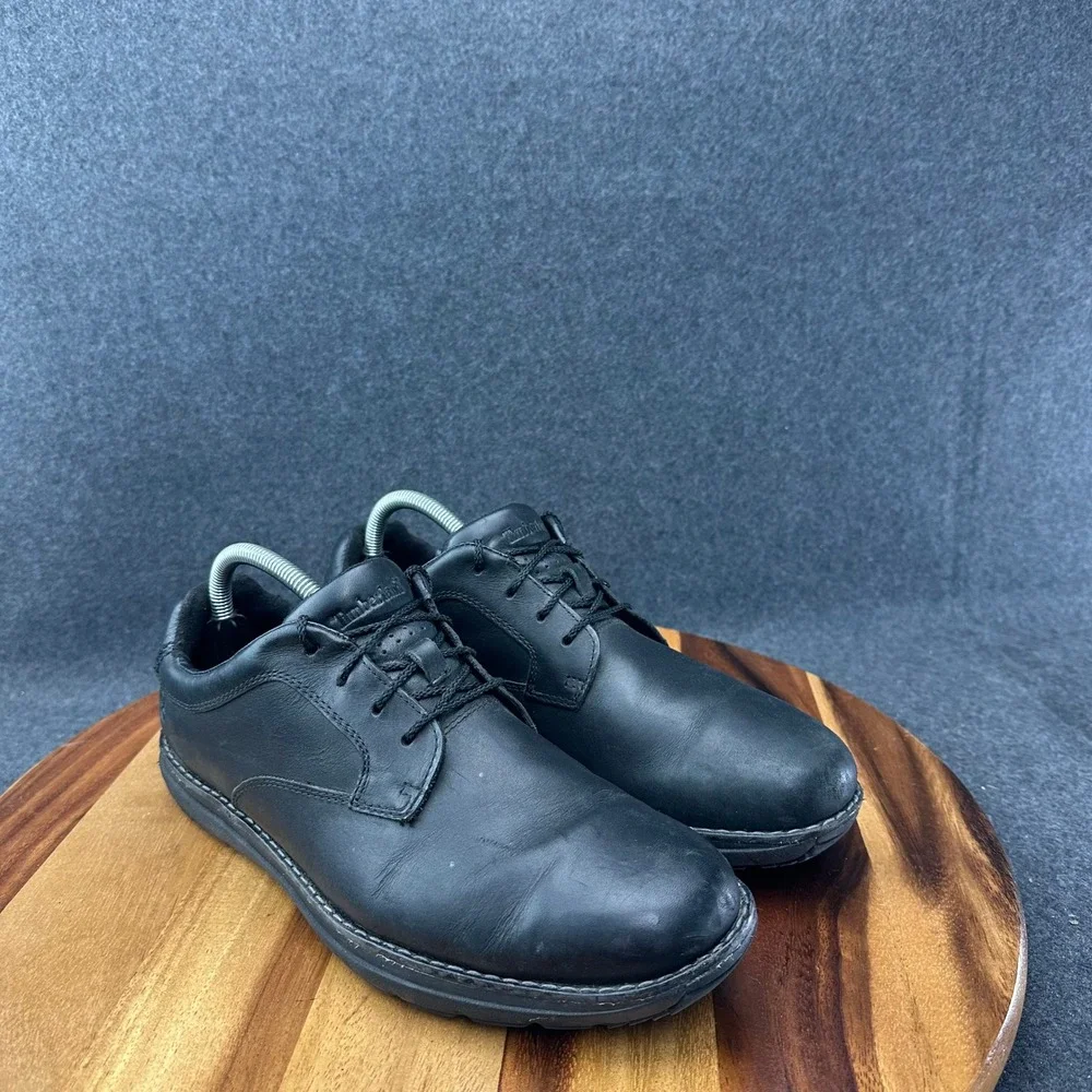 Timberland PRO Mens Sz 9 Black Leather Oxford Work Shoes A191Z